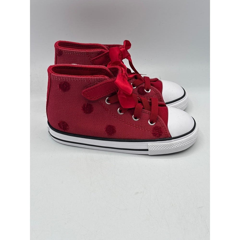 Converse Chuck Taylor All Star 1V Hi Shoes Girls Size 10 Red White Bow A15143F